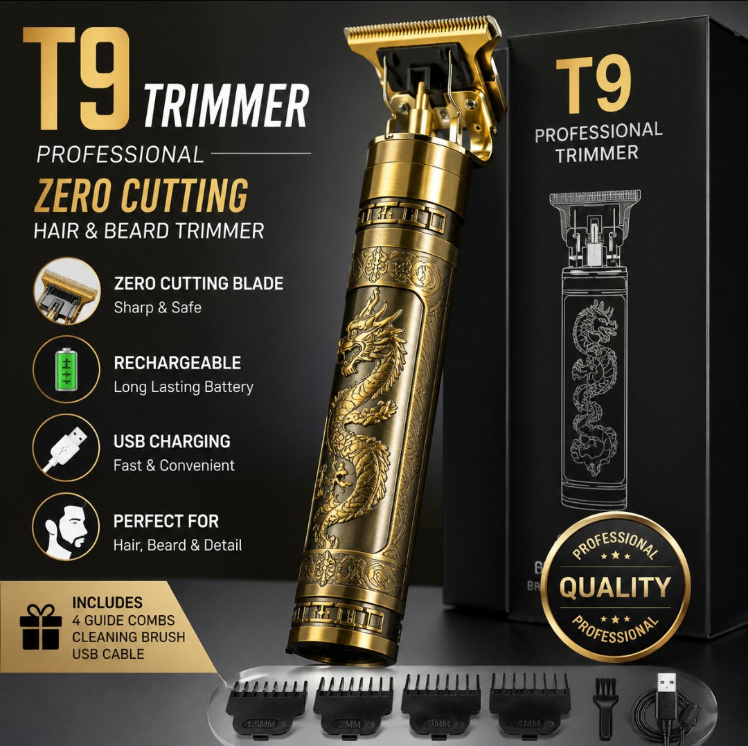 Vintage T9 Professional Hair & Beard Trimmer – Cordless Rechargeable Hair Clipper