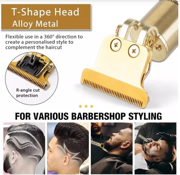 Vintage T9 Professional Hair & Beard Trimmer – Cordless Rechargeable Hair Clipper