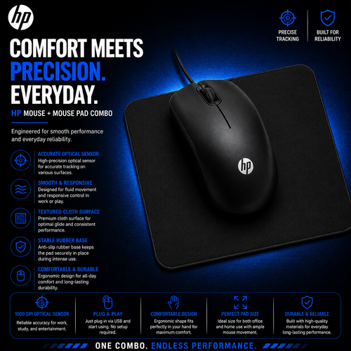 Crazy Deal – HP X500 Wired Mouse & Gaming Mouse Pad Combo