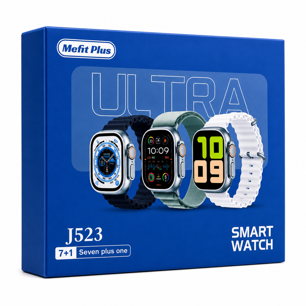 7-in-1 Ultra Smart Watch with 7 Interchangeable Straps – Bluetooth Calling & Fitness Tracker