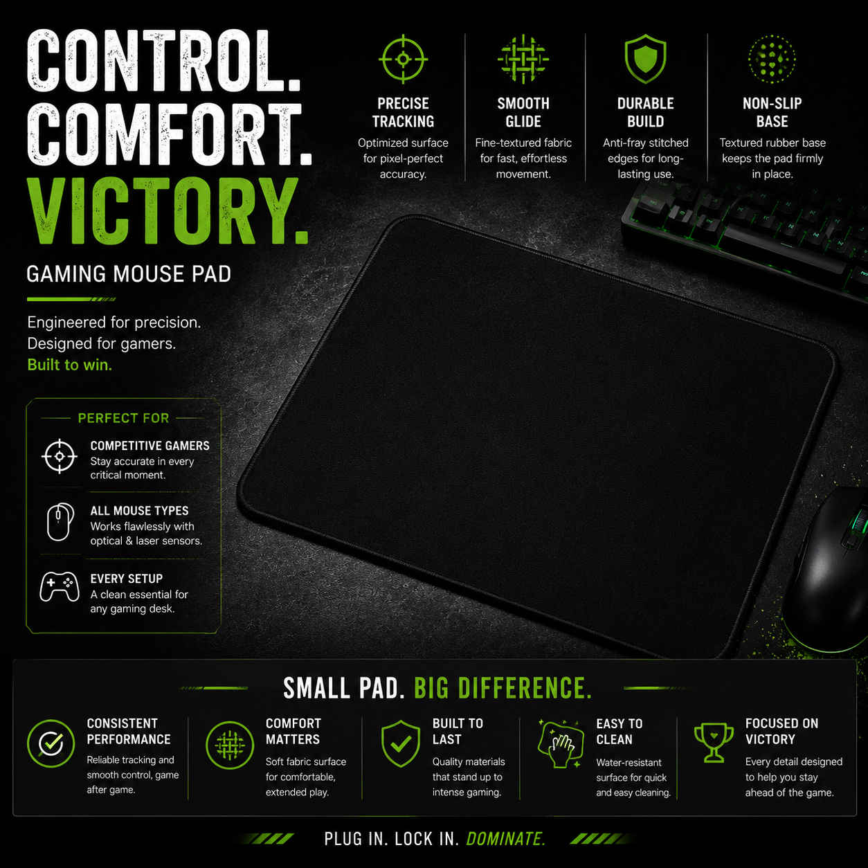 Gaming Mouse Pad – Anti-Slip Soft Cloth Mouse Mat