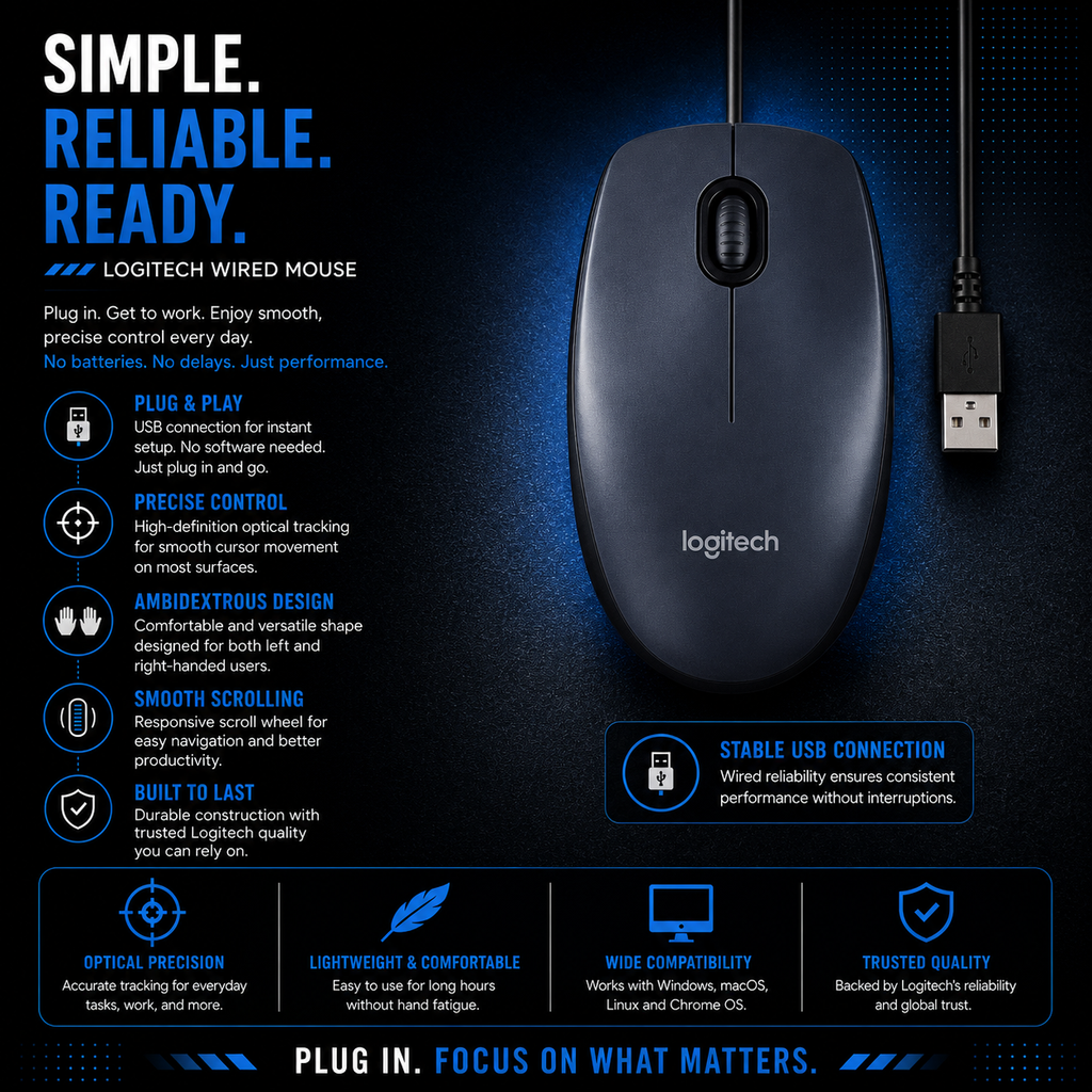 Logitech M60 Wired USB Optical Mouse