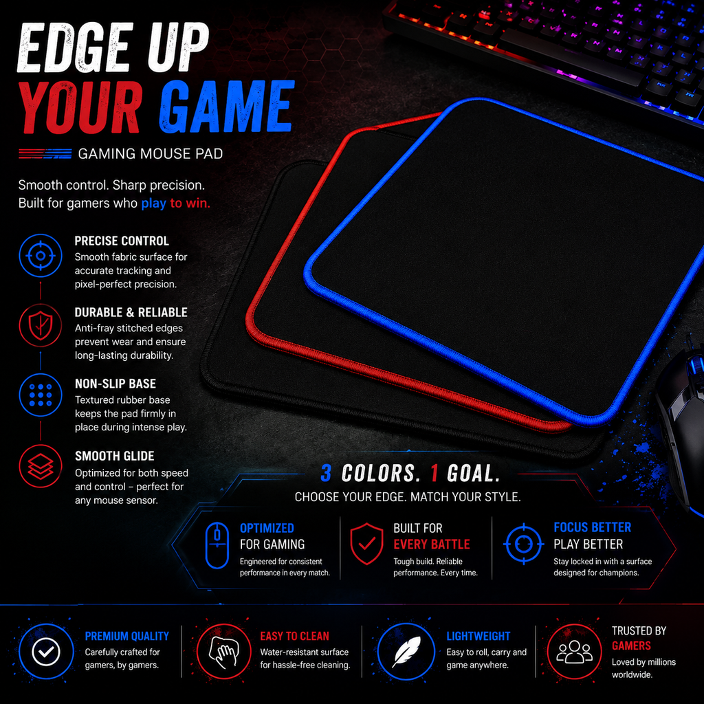 Gaming Mouse Pad – Anti-Slip Soft Cloth Mouse Mat