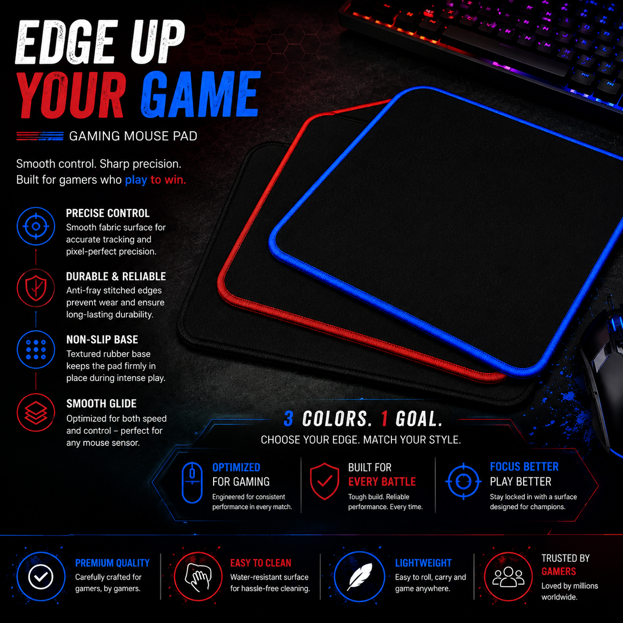 Gaming Mouse Pad – Anti-Slip Soft Cloth Mouse Mat