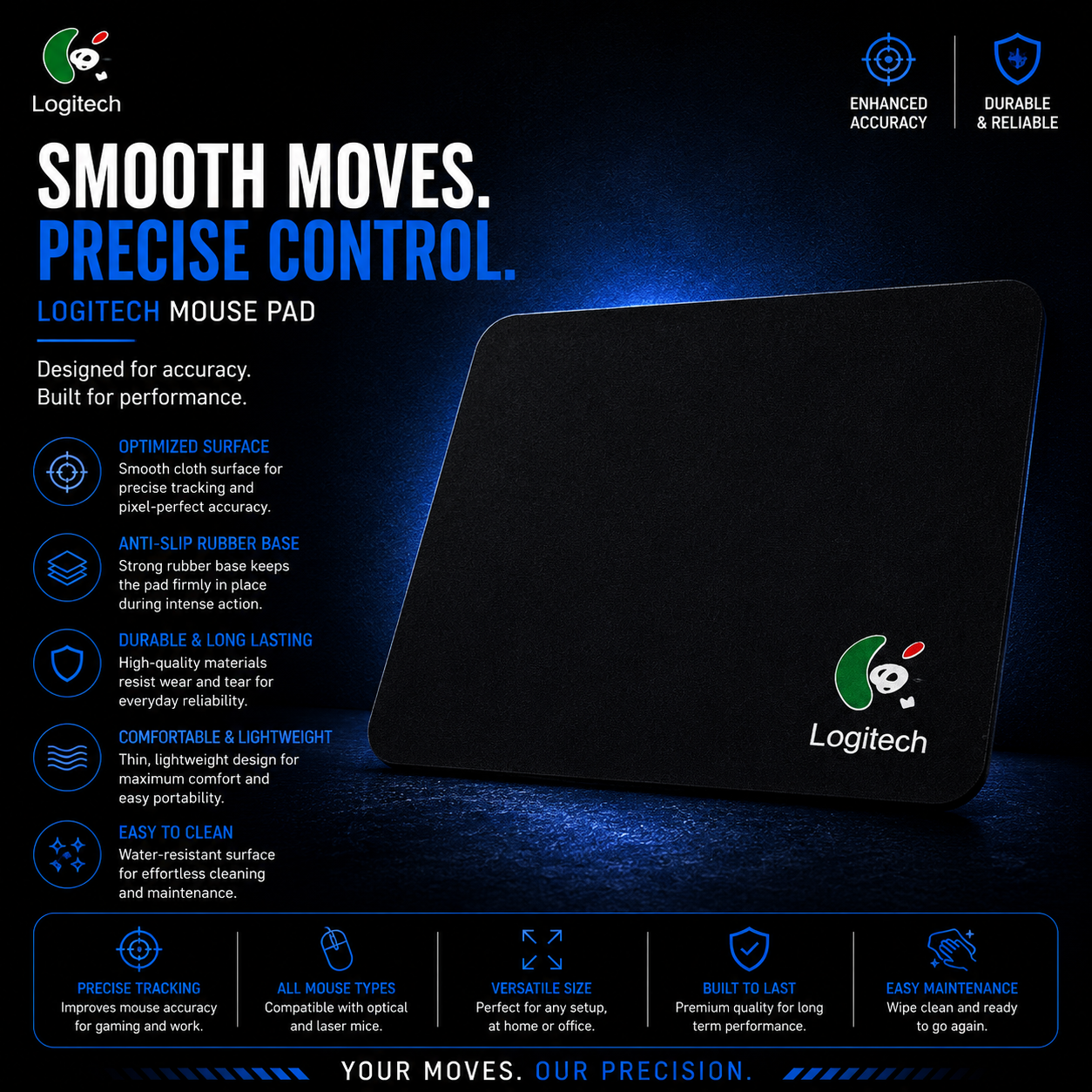 Logitech Mouse Pad – Anti-Slip Soft Cloth Mouse Pad