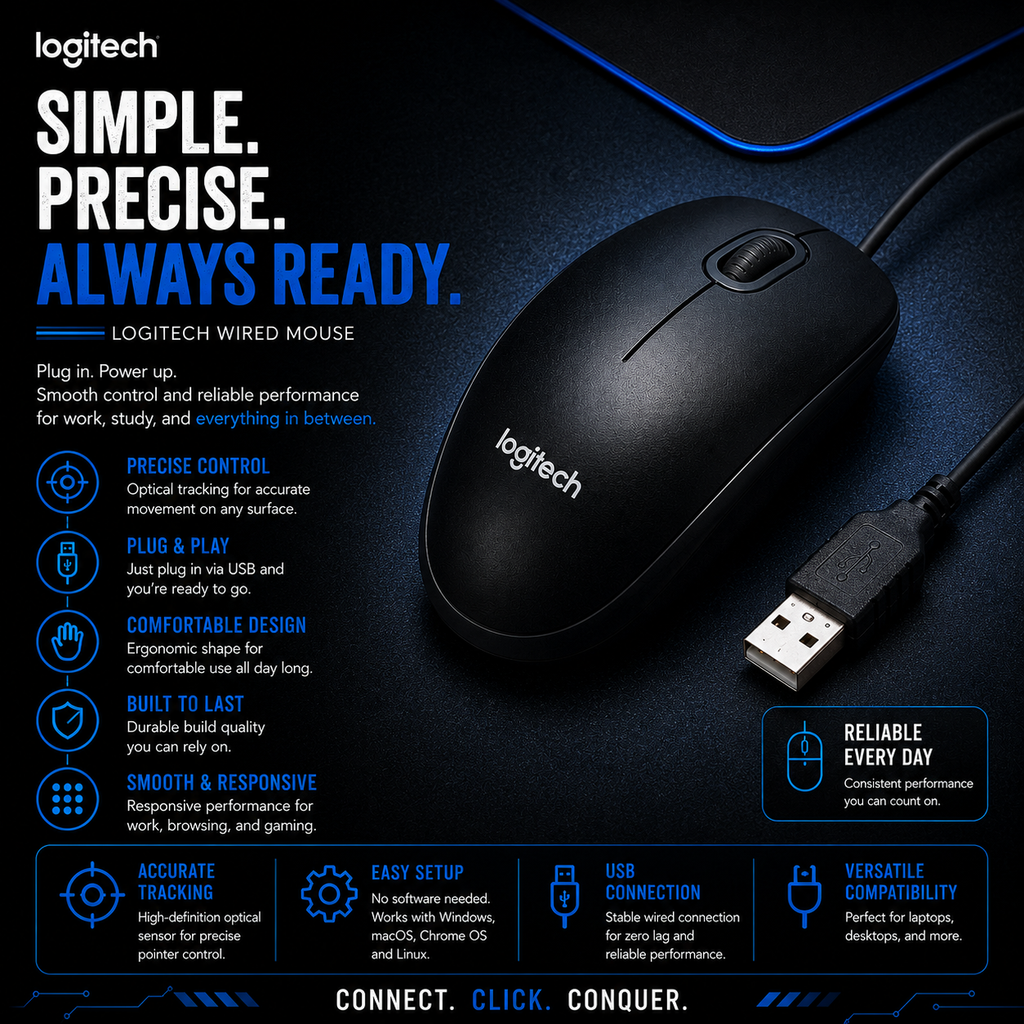 Logitech M60 Wired USB Optical Mouse